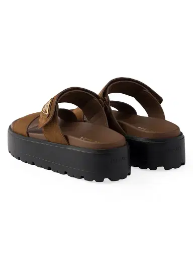 Prada Women's Nubuck Slides - Brown - Size 10 | Thumbnail 3