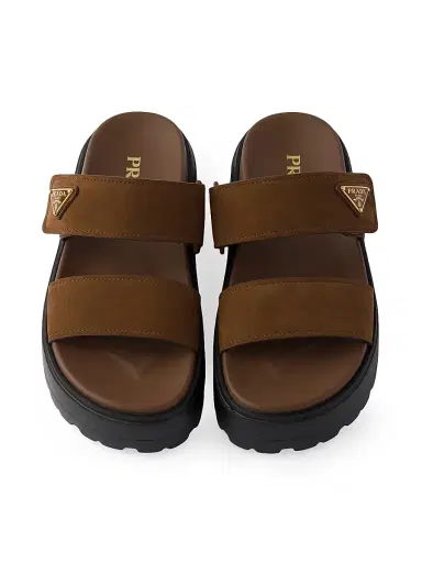 Prada Women's Nubuck Slides - Brown - Size 10 | Thumbnail 4