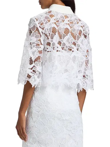 Chiara Boni La Petite Robe Women's Euryd Lace Open-Knit Button-Front Shirt | Thumbnail 5 Chiara Boni La Petite Robe Women's Euryd Lace Open-Knit Button-Front Shirt | Thumbnail 5
