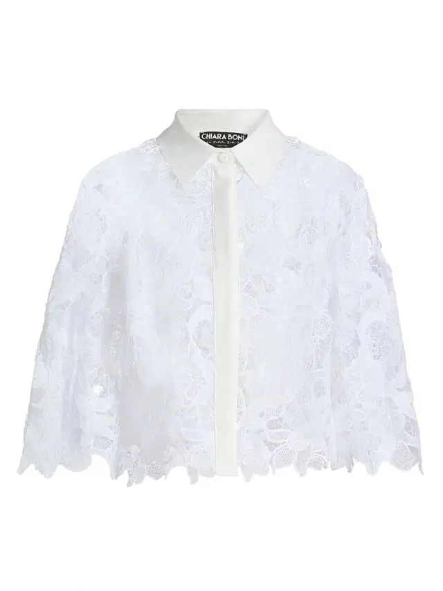 Chiara Boni La Petite Robe Women's Euryd Lace Open-Knit Button-Front Shirt - White