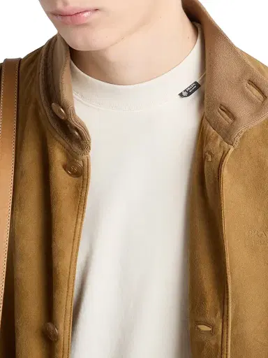 Prada Men's Short-Sleeved Cotton T-Shirt - Beige Khaki | Thumbnail 4 Prada Men's Short-Sleeved Cotton T-Shirt - Beige Khaki | Thumbnail 4