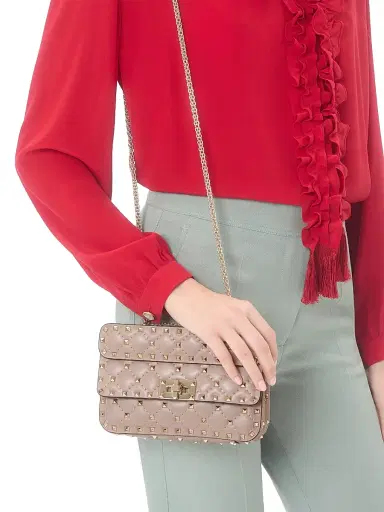 Valentino Garavani Women's Nappa Rockstud Spike Crossbody Bag - Pink | Thumbnail 2 Valentino Garavani Women's Nappa Rockstud Spike Crossbody Bag - Pink | Thumbnail 2
