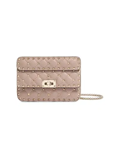 Valentino Garavani Women's Nappa Rockstud Spike Crossbody Bag - Pink | Thumbnail 1 Valentino Garavani Women's Nappa Rockstud Spike Crossbody Bag - Pink | Thumbnail 1
