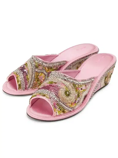 Versace Women's 50MM Beaded Mule Wedges - Geranium - Size 10.5 | Thumbnail 2 Versace Women's 50MM Beaded Mule Wedges - Geranium - Size 10.5 | Thumbnail 2