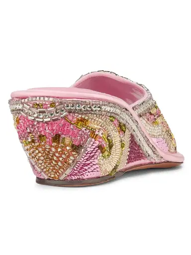 Versace Women's 50MM Beaded Mule Wedges - Geranium - Size 10.5 | Thumbnail 3 Versace Women's 50MM Beaded Mule Wedges - Geranium - Size 10.5 | Thumbnail 3