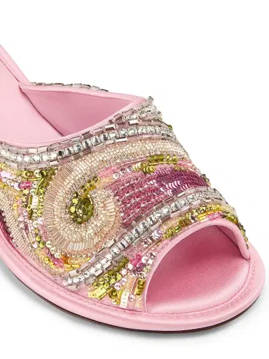 Versace Women's 50MM Beaded Mule Wedges - Geranium - Size 10.5 | Thumbnail 5 Versace Women's 50MM Beaded Mule Wedges - Geranium - Size 10.5 | Thumbnail 5
