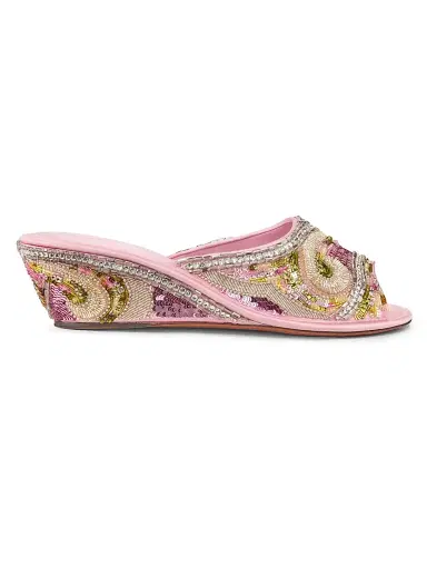 Versace Women's 50MM Beaded Mule Wedges - Geranium - Size 10.5 | Thumbnail 1 Versace Women's 50MM Beaded Mule Wedges - Geranium - Size 10.5 | Thumbnail 1