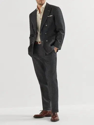 Brunello Cucinelli Men's Lightweight Denim One and a Half Breasted Deconstructed Blazer - Dark Grey - Size 48 | Thumbnail 6 Brunello Cucinelli Men's Lightweight Denim One and a Half Breasted Deconstructed Blazer - Dark Grey - Size 48 | Thumbnail 6