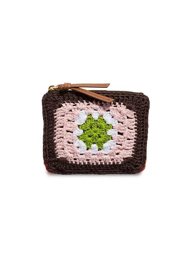 Miu Miu Women's Crochet Zipper Pouch - Brown