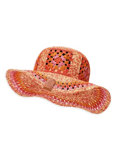 Loewe Women's x Paula's Ibiza Crochet Fisherman Hat - Bright Orange Pink | Thumbnail 2
