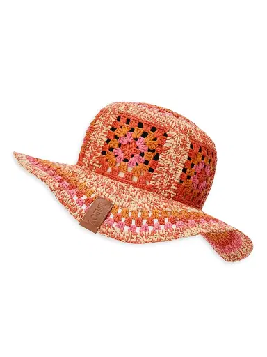 Loewe Women's x Paula's Ibiza Crochet Fisherman Hat - Bright Orange Pink | Thumbnail 3