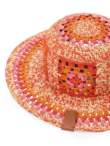 Loewe Women's x Paula's Ibiza Crochet Fisherman Hat - Bright Orange Pink | Thumbnail 4
