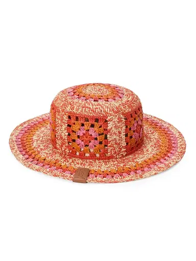 Loewe Women's x Paula's Ibiza Crochet Fisherman Hat - Bright Orange Pink | Thumbnail 1