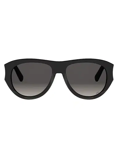 Dior Women's Glow A1I 55MM Pilot Sunglasses - Shiny Black Gradient Smoke | Thumbnail 2