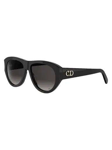 Dior Women's Glow A1I 55MM Pilot Sunglasses - Shiny Black Gradient Smoke | Thumbnail 1