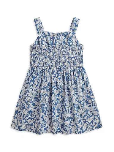 Polo Ralph Lauren Little Girl's & Girl's Pineapple-Print Smocked Cotton Dress - Blue Pineapple Breeze Print | Thumbnail 2