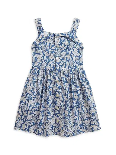 Polo Ralph Lauren Little Girl's & Girl's Pineapple-Print Smocked Cotton Dress - Blue Pineapple Breeze Print | Thumbnail 1
