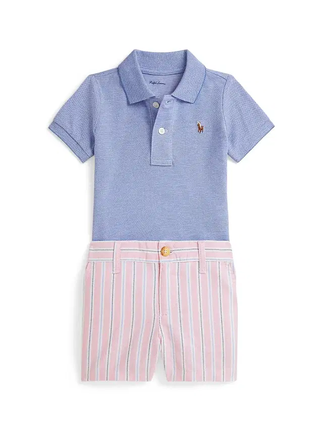 Polo Ralph Lauren Baby Boy's 2-Piece Polo Shirt & Shorts Set - Harbor Island Blue 3 Months