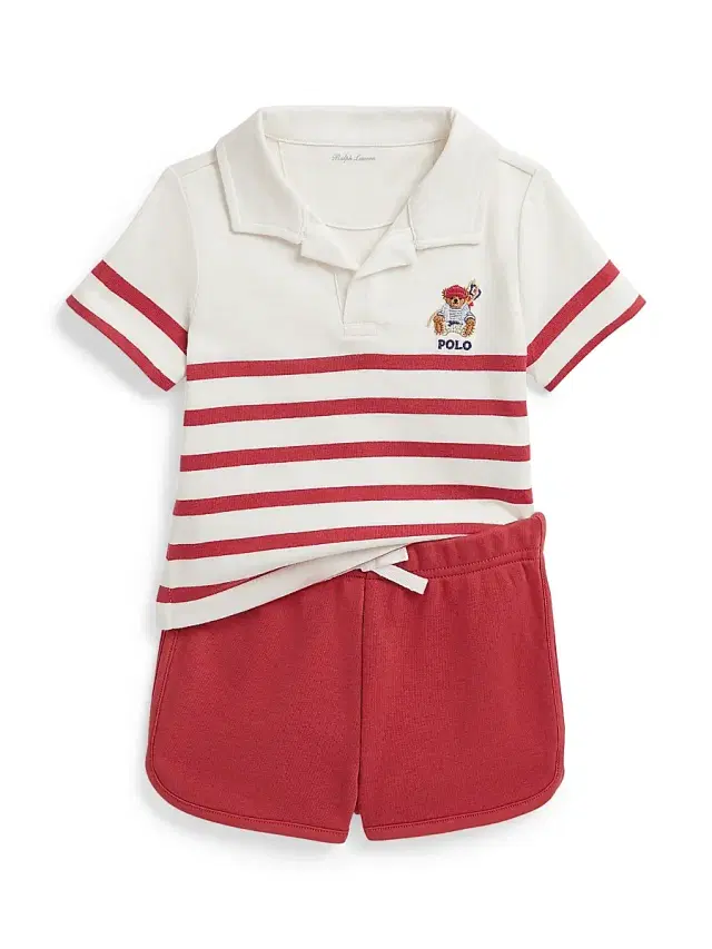 Polo Ralph Lauren Baby Boy's 2-Piece Nautical Polo Shirt & Shorts Set - Red Multi 9 Months