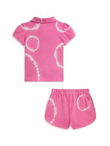 Polo Ralph Lauren Baby Girl's Tie-Dye Polo Shirt & Shorts Set - Dalia Pink 9 Months | Thumbnail 2