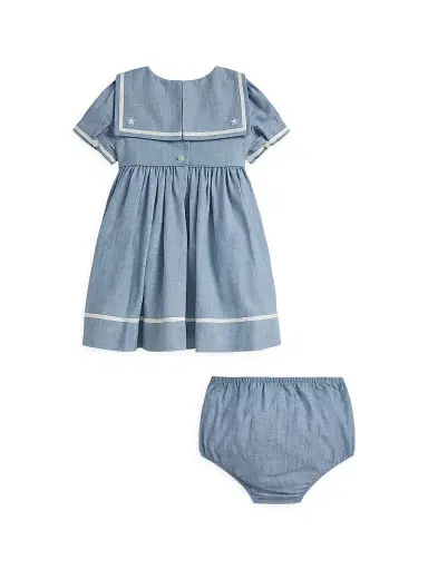 Polo Ralph Lauren Baby Girl's Chambray Sailor Dress - Dark Wash 9 Months | Thumbnail 2 Polo Ralph Lauren Baby Girl's Chambray Sailor Dress - Dark Wash 9 Months | Thumbnail 2