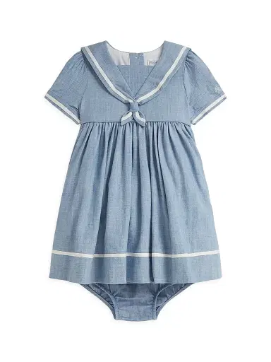 Polo Ralph Lauren Baby Girl's Chambray Sailor Dress - Dark Wash 9 Months | Thumbnail 1 Polo Ralph Lauren Baby Girl's Chambray Sailor Dress - Dark Wash 9 Months | Thumbnail 1