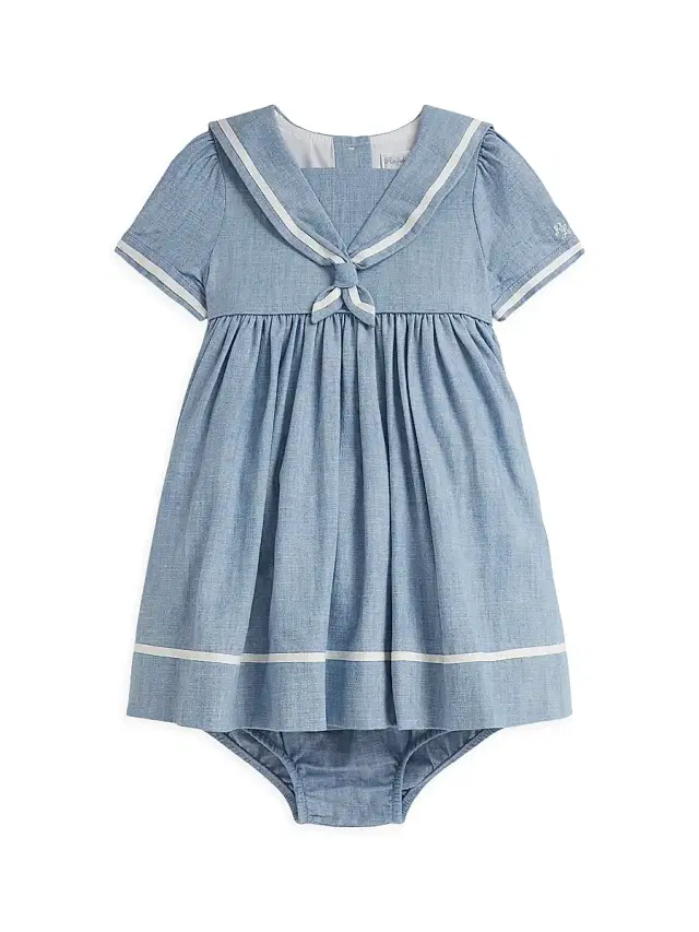 Polo Ralph Lauren Baby Girl's Chambray Sailor Dress - Dark Wash 9 Months