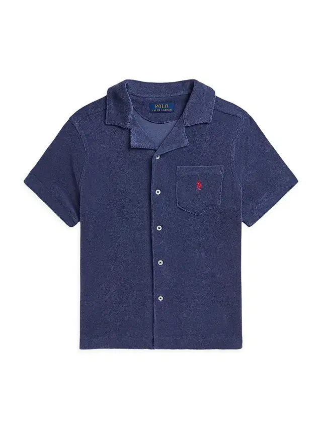 Polo Ralph Lauren Boy's Cotton-Blend Terry Camp Shirt - Light Navy