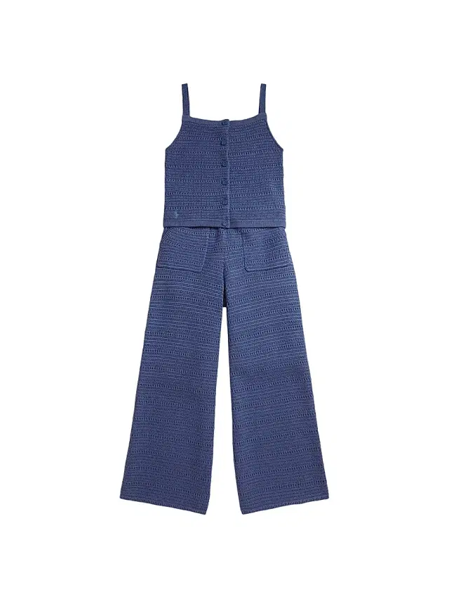 Polo Ralph Lauren Little Girl's & Girl's 2-Piece Crochet Knit Cotton Top & Pants Set - Earth Blue