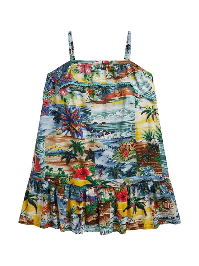 Polo Ralph Lauren Little Girl's Tropical-Print Frill Dress - Surf Scenic Patchwork
