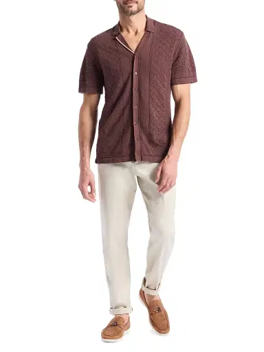 Robert Graham Men's Delmar Geometric Cotton Button-Front Sweater - Brown - Size XXL | Thumbnail 2 Robert Graham Men's Delmar Geometric Cotton Button-Front Sweater - Brown - Size XXL | Thumbnail 2