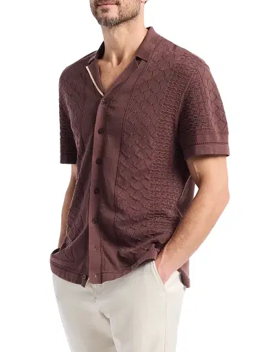 Robert Graham Men's Delmar Geometric Cotton Button-Front Sweater - Brown - Size XXL | Thumbnail 4 Robert Graham Men's Delmar Geometric Cotton Button-Front Sweater - Brown - Size XXL | Thumbnail 4