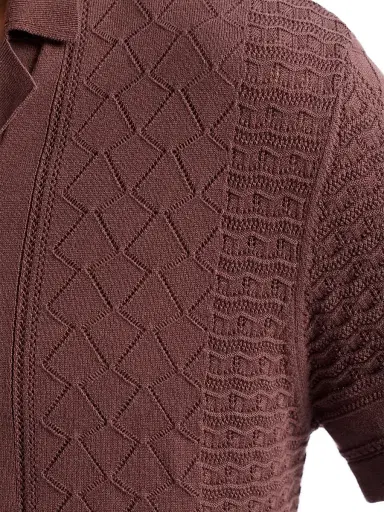 Robert Graham Men's Delmar Geometric Cotton Button-Front Sweater - Brown - Size XXL | Thumbnail 6 Robert Graham Men's Delmar Geometric Cotton Button-Front Sweater - Brown - Size XXL | Thumbnail 6