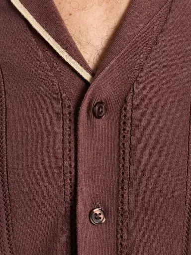 Robert Graham Men's Delmar Geometric Cotton Button-Front Sweater - Brown - Size XXL | Thumbnail 7 Robert Graham Men's Delmar Geometric Cotton Button-Front Sweater - Brown - Size XXL | Thumbnail 7