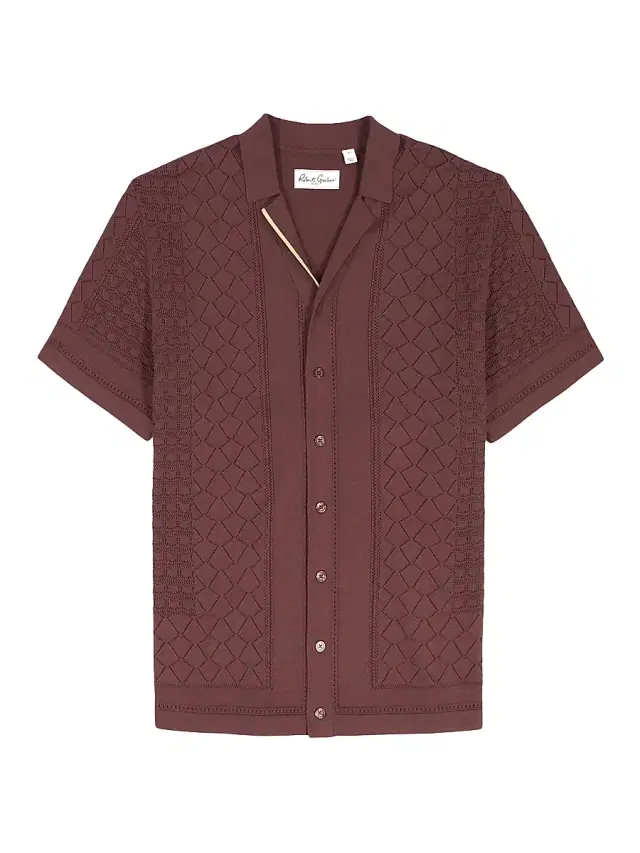 Men's Delmar Geometric Cotton Button-Front Sweater - Brown