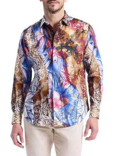 Robert Graham Men's Mendiburu Multi-Print Cotton Button-Front Shirt - Size XXL | Thumbnail 3 Robert Graham Men's Mendiburu Multi-Print Cotton Button-Front Shirt - Size XXL | Thumbnail 3