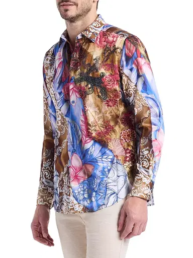 Robert Graham Men's Mendiburu Multi-Print Cotton Button-Front Shirt - Size XXL | Thumbnail 4 Robert Graham Men's Mendiburu Multi-Print Cotton Button-Front Shirt - Size XXL | Thumbnail 4