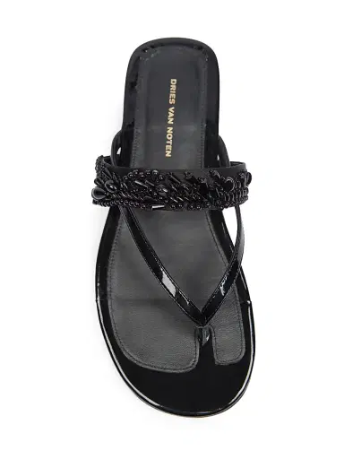 Dries Van Noten Women's Beaded Leather Thong Sandals | Thumbnail 5