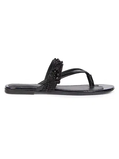 Dries Van Noten Women's Beaded Leather Thong Sandals | Thumbnail 1