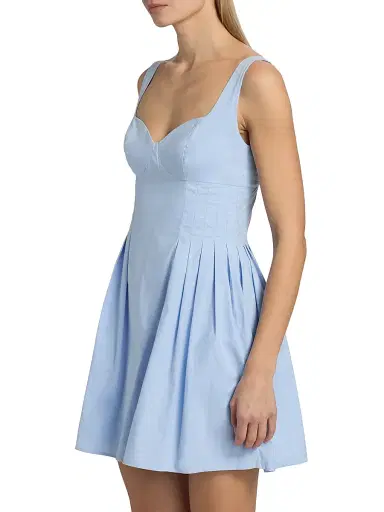 Peixoto Women's Eden Cotton Pleated Minidress - Cloud Blue - Size Medium | Thumbnail 4 Peixoto Women's Eden Cotton Pleated Minidress - Cloud Blue - Size Medium | Thumbnail 4