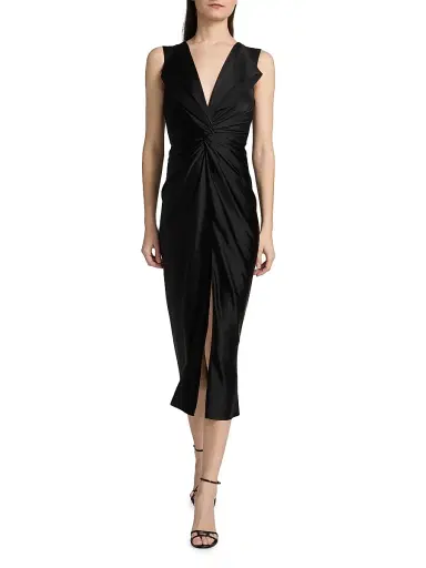 PRABAL GURUNG Women's Lily Twist Front Midi-Dress | Thumbnail 2 PRABAL GURUNG Women's Lily Twist Front Midi-Dress | Thumbnail 2
