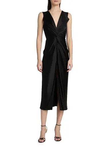 PRABAL GURUNG Women's Lily Twist Front Midi-Dress | Thumbnail 3 PRABAL GURUNG Women's Lily Twist Front Midi-Dress | Thumbnail 3