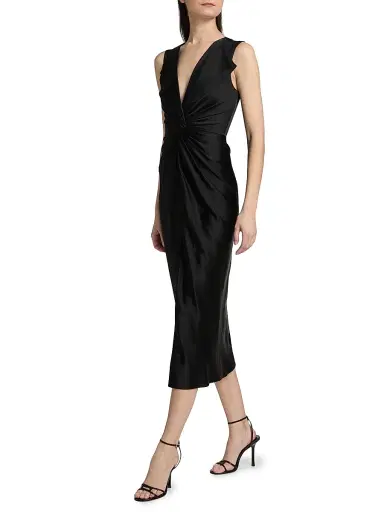PRABAL GURUNG Women's Lily Twist Front Midi-Dress | Thumbnail 4 PRABAL GURUNG Women's Lily Twist Front Midi-Dress | Thumbnail 4