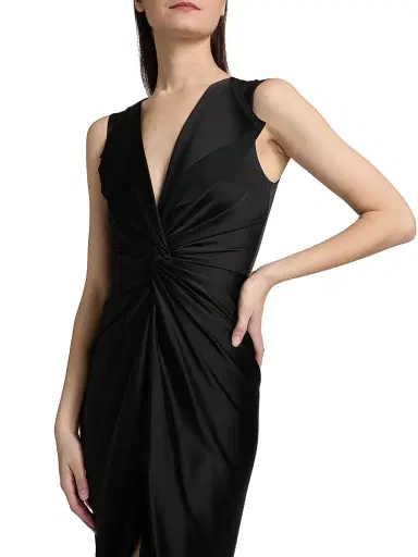 PRABAL GURUNG Women's Lily Twist Front Midi-Dress | Thumbnail 6 PRABAL GURUNG Women's Lily Twist Front Midi-Dress | Thumbnail 6