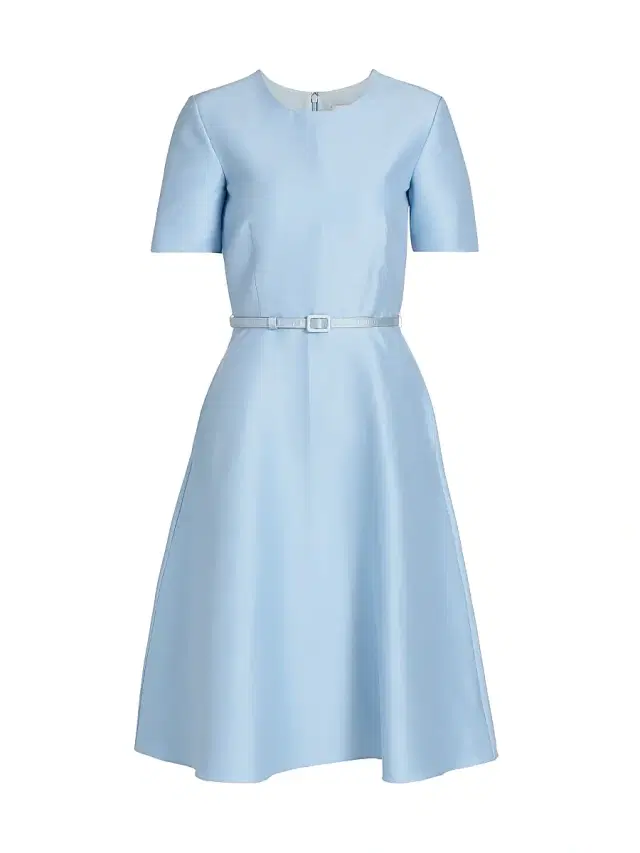 Women's Silk-Wool Cocktail Dress - Baby Blue