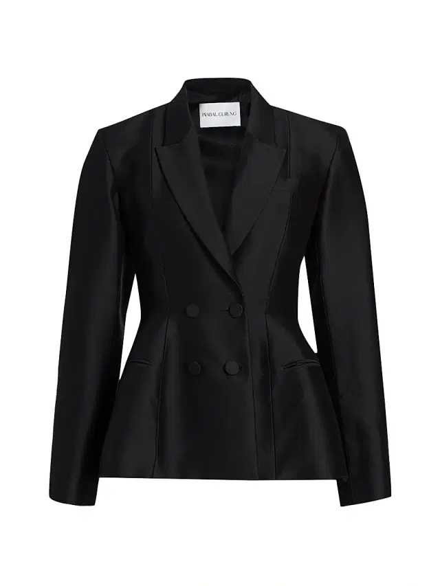 Prabal Gurung Women's Sculpted Silk-Wool Double-Breasted Blazer - Black