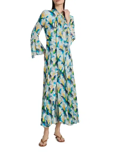 PRABAL GURUNG Women's Floral Chiffon Pussy-Bow Collar Dress | Thumbnail 2 PRABAL GURUNG Women's Floral Chiffon Pussy-Bow Collar Dress | Thumbnail 2