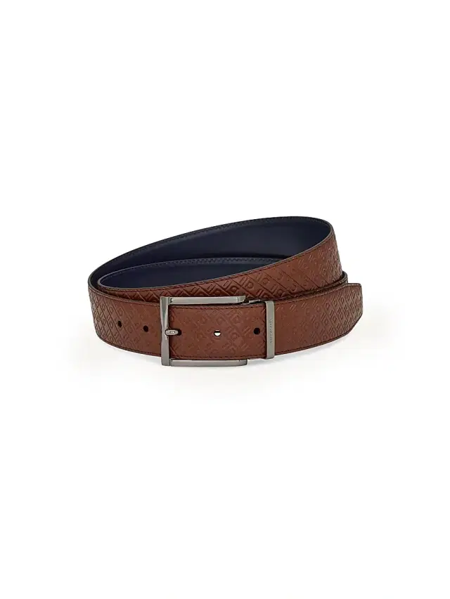 FERRAGAMO Men's Double Adjustable Reversible Leather Belt - Medium Brown