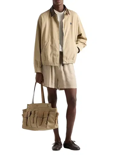Prada Men's Route Canvas and Leather Tote Bag - Beige Khaki | Thumbnail 2