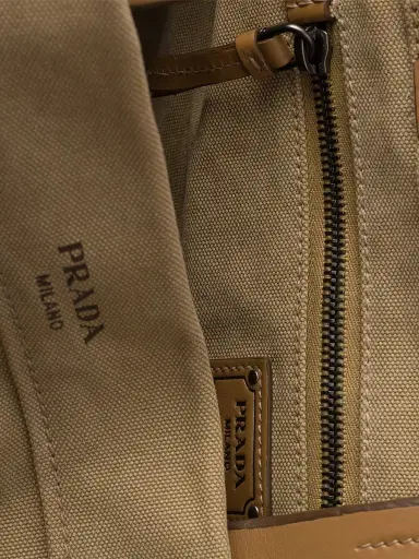 Prada Men's Route Canvas and Leather Tote Bag - Beige Khaki | Thumbnail 8